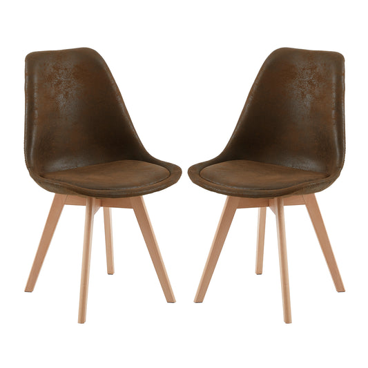 Lot de 2 chaises au design Scandinave contemporain pour salle à manger - Marron