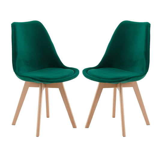 Lot de 2 chaises de Salle à Manger Scandinaves - Vert Foncé