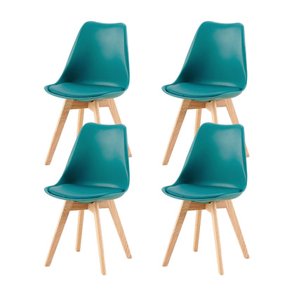 Lot de 4 chaises de cuisine en a manger design contemporain scandinave pieds bois de chene - Lac bleu