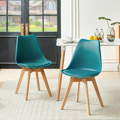 Lot de 2 chaises de cuisine en a manger design contemporain scandinave pieds bois de chene - Lac bleu