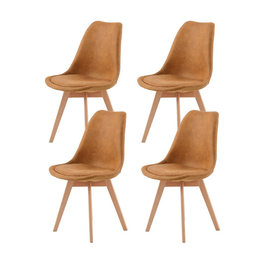 Lot de 4 chaises de Salle à Manger Scandinaves - Marron Clair