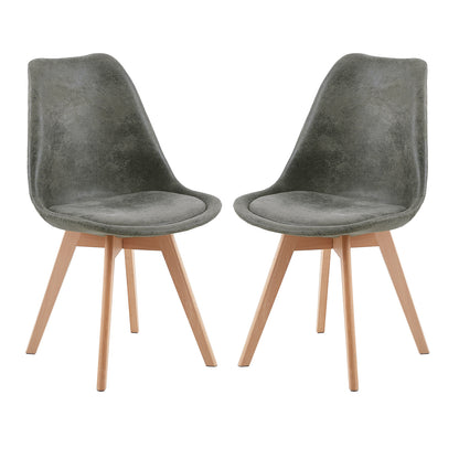 Lot de 2 chaises design Scandinave moderne pour salle à manger - Gris