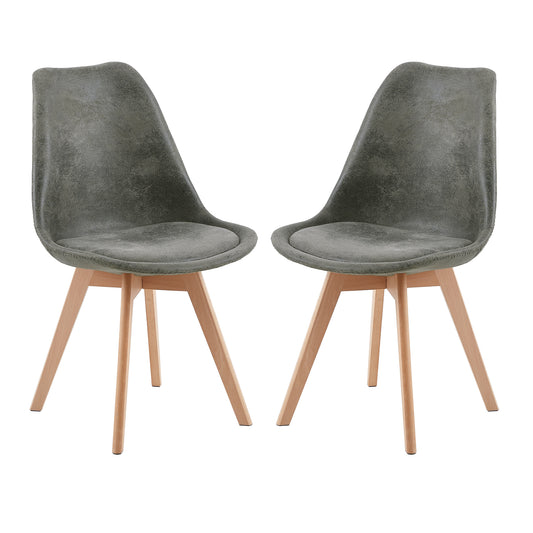 Lot de 2 chaises design Scandinave moderne pour salle à manger - Gris