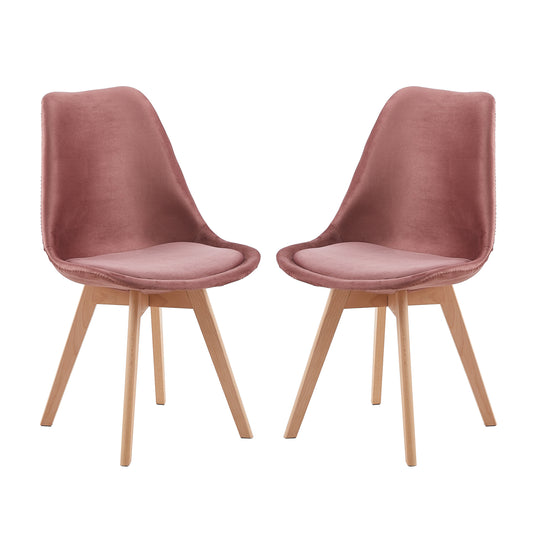 Lot de 2 chaises design Scandinave moderne pour salle à manger - Rose