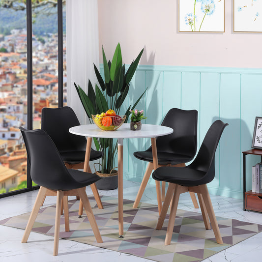 Ensemble de Table et Chaises au Design Scandinave - Table Blanche et 4 Chaises Noires