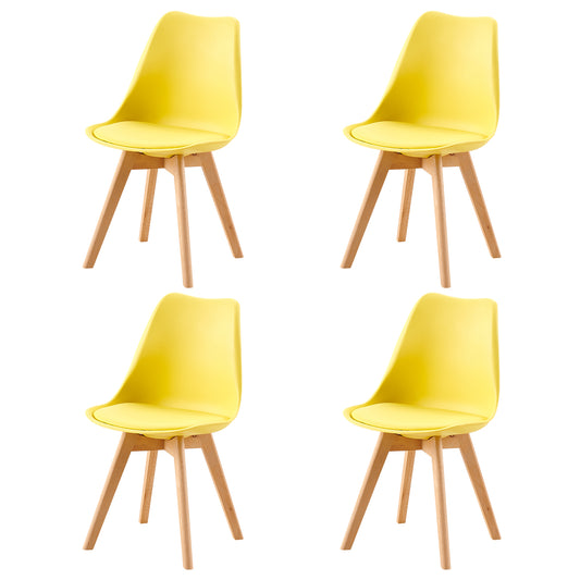 Lot de 4 chaises au design Scandinave contemporain pour salle à manger - Jaune citron