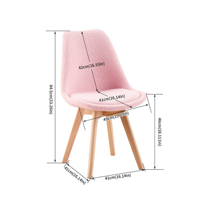 Chaise Lot de 2, Nordique en Peluche d'agneau,Chaise de Cuisine avec Pieds en HêTre Massif et Coussin en Laine d'agneau,Rose