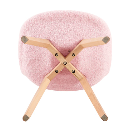 Chaise Lot de 2, Nordique en Peluche d'agneau,Chaise de Cuisine avec Pieds en HêTre Massif et Coussin en Laine d'agneau,Rose