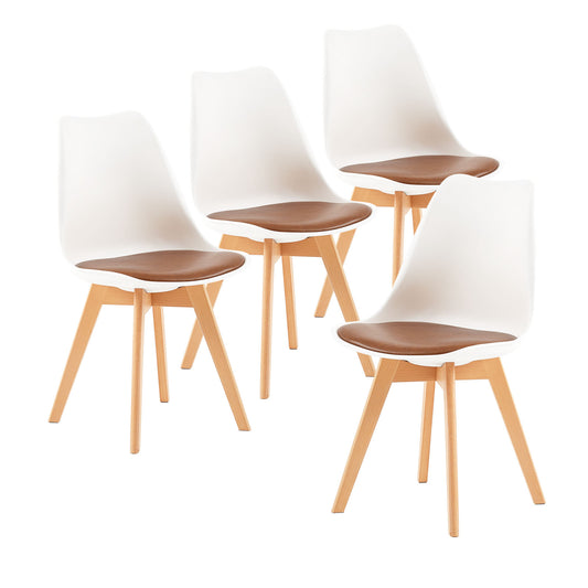 Lot de 4 chaises de salle à manger design contemporain scandinave - Marron