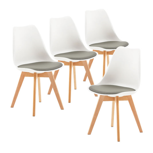 Ensemble de 4 chaises au design Scandinave contemporain pour salle à manger - Blanc