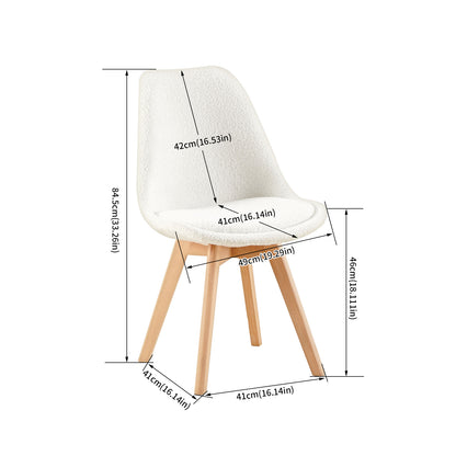 Chaise Lot de 2, Nordique en Peluche d'agneau,Chaise de Cuisine avec Pieds en HêTre Massif et Coussin en Laine d'agneau,Blanc