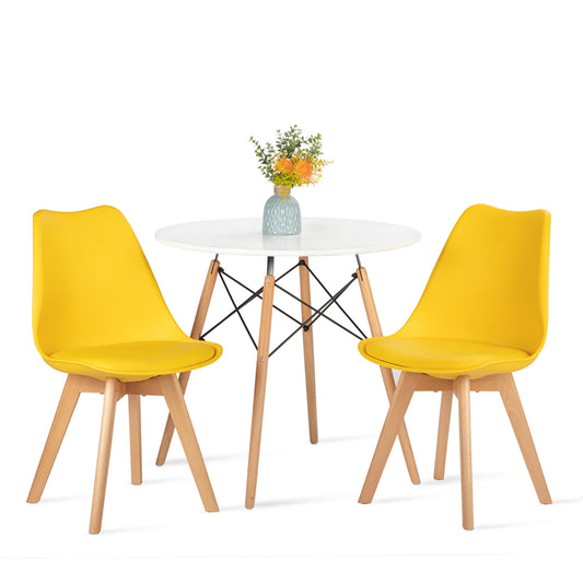 Lot de 2 chaises de salle à manger design contemporain scandinave - Jaune