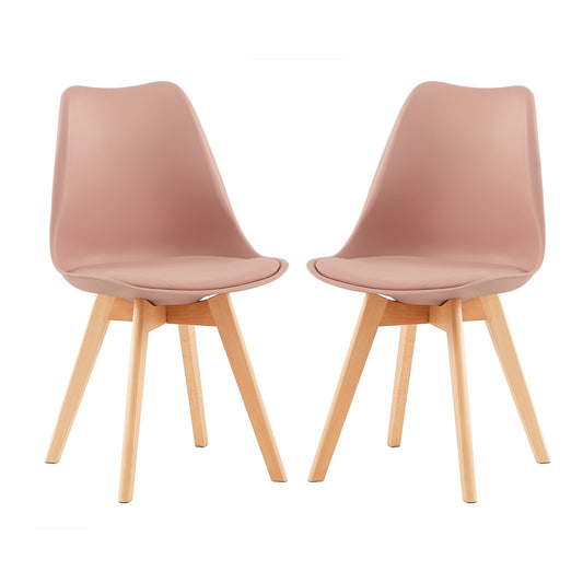 Lot de 2 chaises design Scandinave moderne pour salle à manger - Couleur Pâte de Haricot