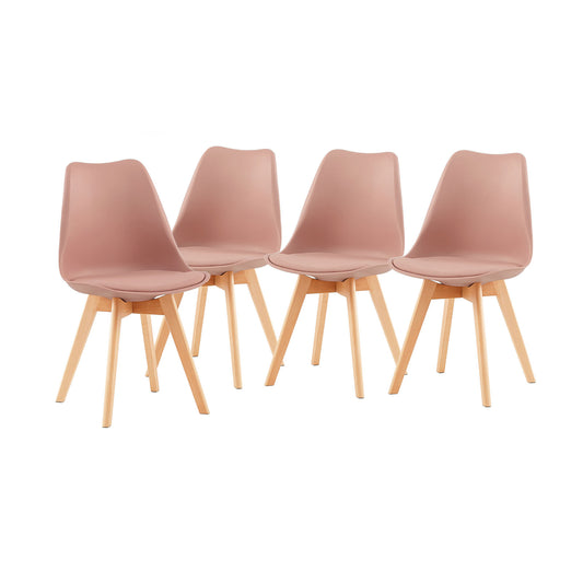 Lot de 4 chaises au design contemporain Scandinave pour salle à manger - Couleur Pâte de Haricot