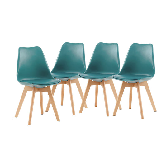 Lot de 4 chaises au design Scandinave contemporain pour salle à manger - Vert Foncé