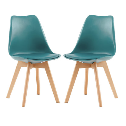 Lot de 2 chaises au design Scandinave contemporain pour salle à manger - Vert Foncé