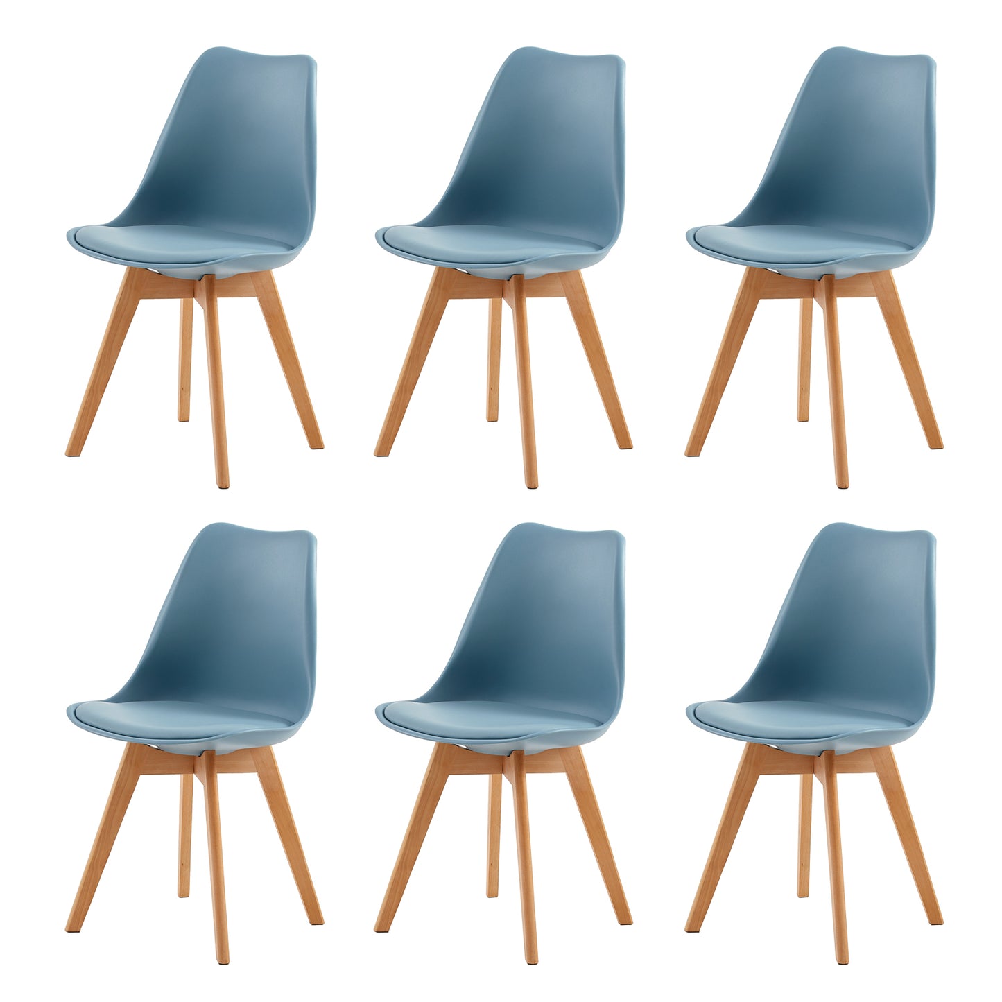 Lot de 6 chaises de salle à manger design contemporain scandinave-Bleu