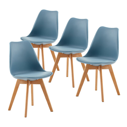 Lot de 4 chaises de salle à manger design contemporain scandinave-Bleu