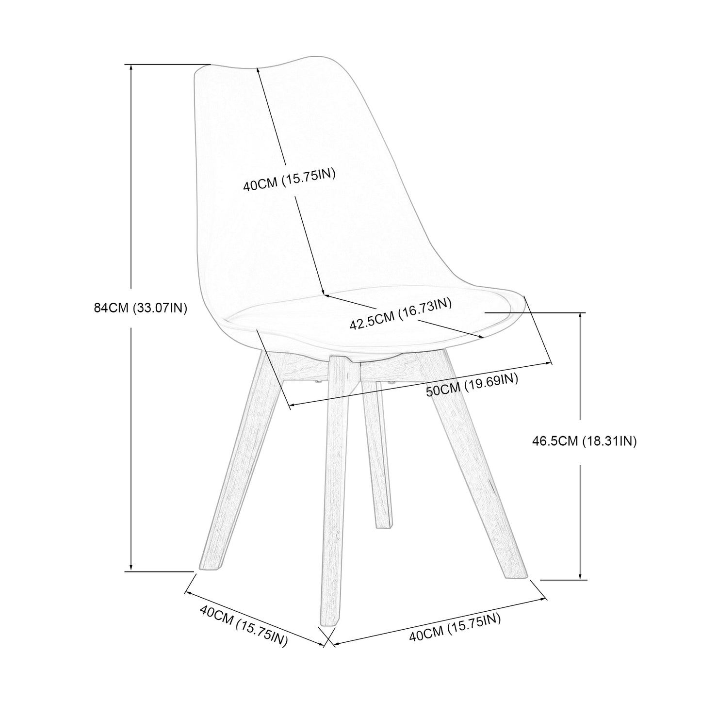 Chaise Lot de 2, chaises de bureau, chaises de vanité avec sièges rembourrés et pieds en hêtre massif pour salle à manger, salon, chambre, bureau, couleur violet vif