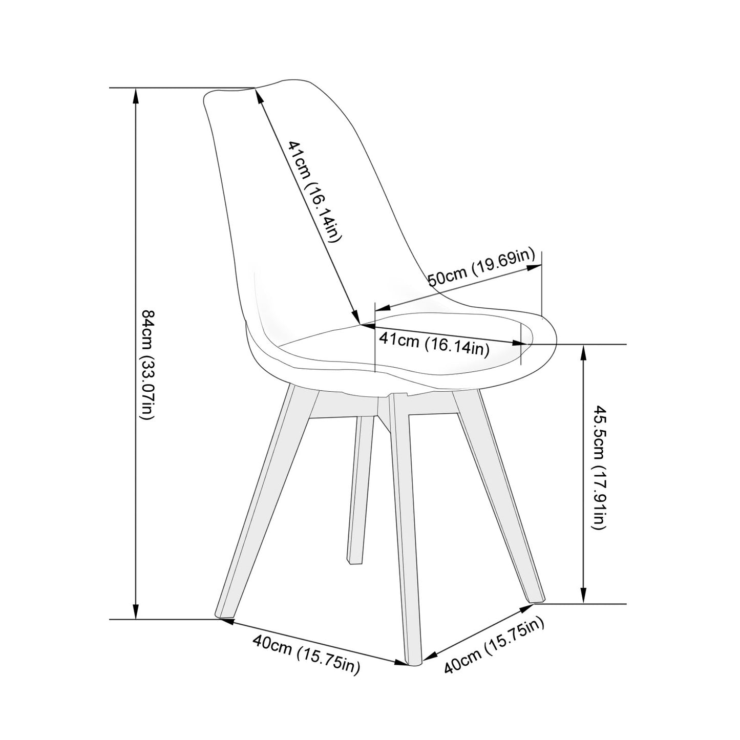 Ensemble de 2 chaises de salle à manger au design Scandinave moderne