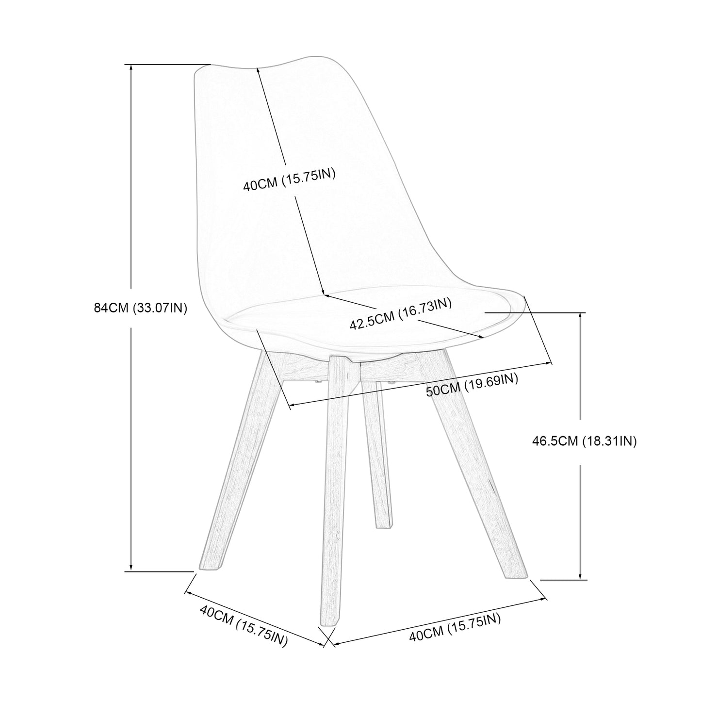 Table à manger ronde transparente  Scandinave Φ80*75cm et 2 chaises noir 46x 43 x 83 cm
