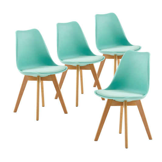 Ensemble de 4 chaises au design Scandinave contemporain pour salle à manger - Vert Clair