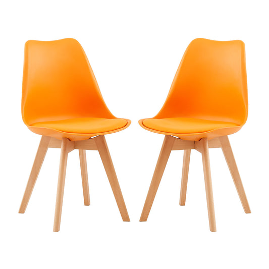 Ensemble de 2 chaises au design Scandinave contemporain pour salle à manger - Orange