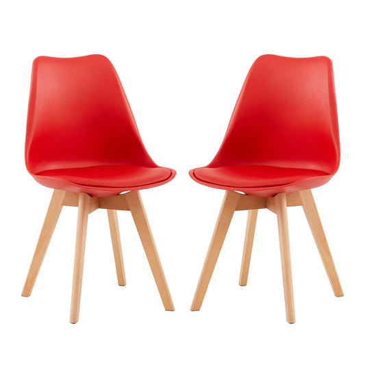 Lot de 2 chaises de salle à manger design contemporain scandinave-Rouge