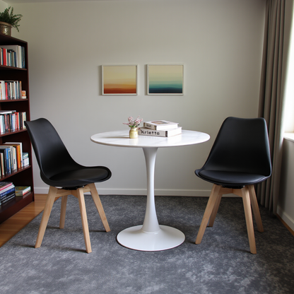 Ensemble de 2 chaises de salle à manger pivotantes, chaise sans accoudoirs, chaises rembourrées avec pieds en bois massif, noir