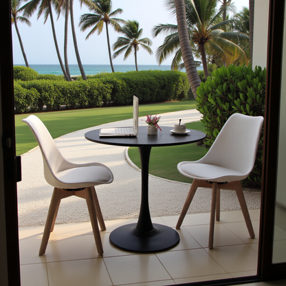 Ensemble de 2 chaises de salle à manger pivotantes, chaise sans accoudoirs, chaises rembourrées avec pieds en bois massif, blanc