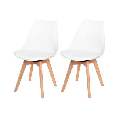 Ensemble de 2 chaises de salle à manger pivotantes, chaise sans accoudoirs, chaises rembourrées avec pieds en bois massif, blanc