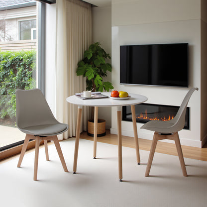 Ensemble de 2 chaises de salle à manger pivotantes, chaise sans accoudoirs, chaises rembourrées avec pieds en bois massif, gris