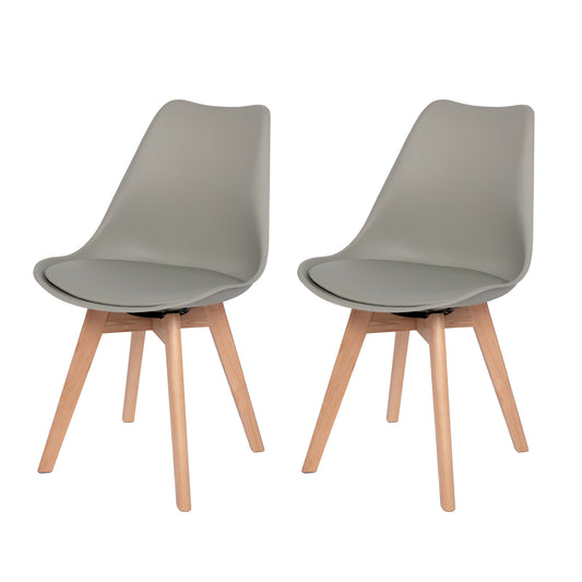 Ensemble de 2 chaises de salle à manger pivotantes, chaise sans accoudoirs, chaises rembourrées avec pieds en bois massif, gris