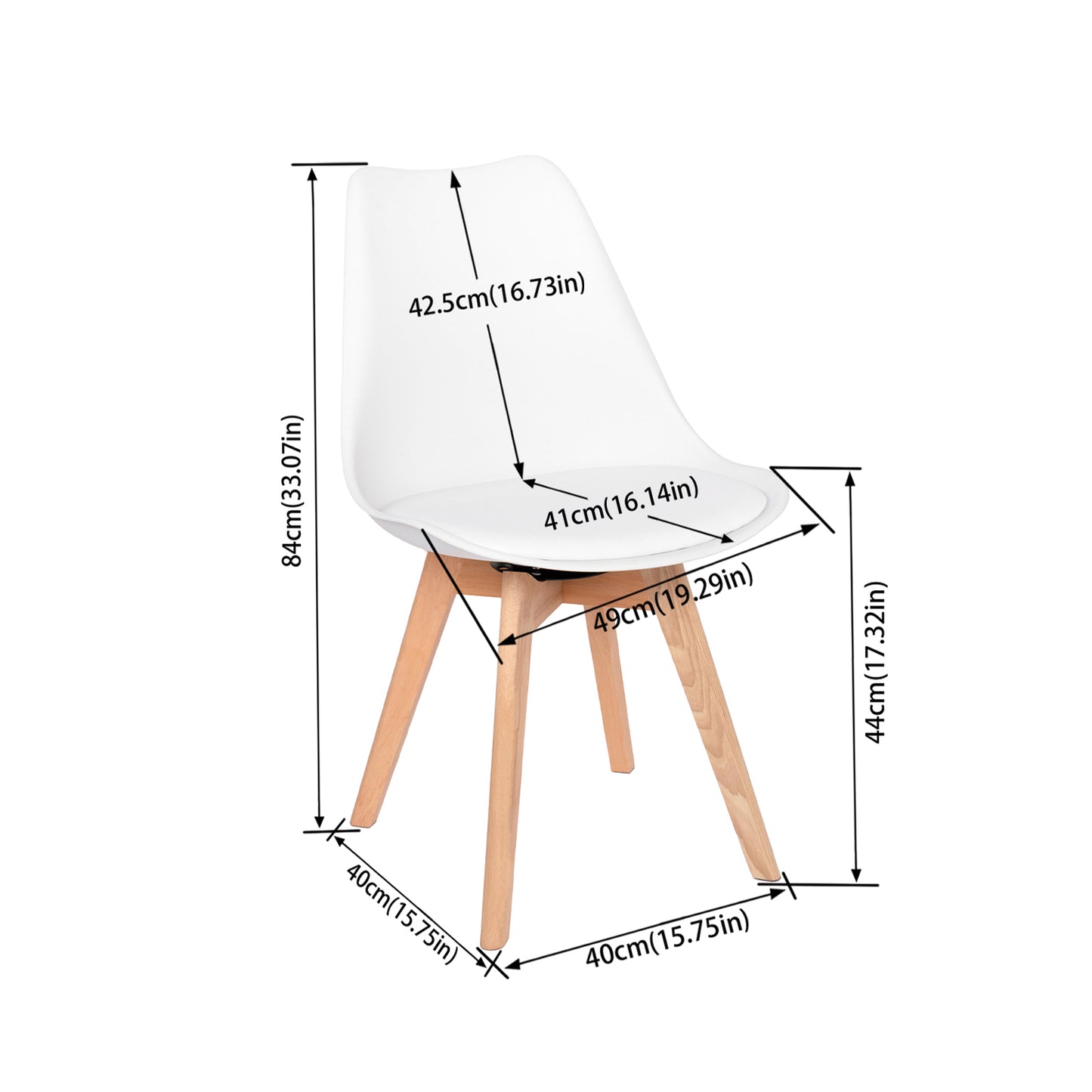 Ensemble de 2 chaises de salle à manger pivotantes, chaise sans accoudoirs, chaises rembourrées avec pieds en bois massif, blanc