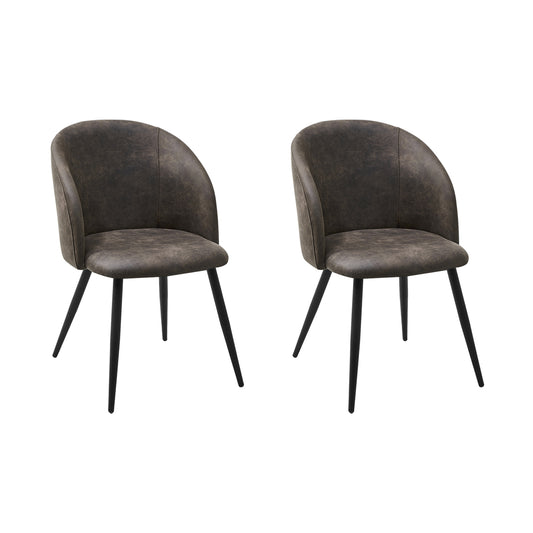 Lot de 2 Chaises de Salle à Manger au Style Rétro- Tissu de polyester Noir et Pieds en métal