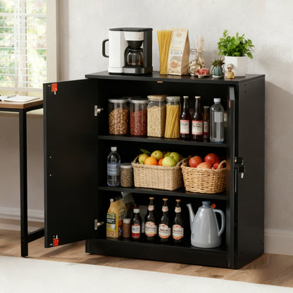 Armoire Bureau, Meuble Rangement Bureau Fermant à clé avec 2 Porte, 15mm Armoire de Rangement, Placages Réglables, Noir