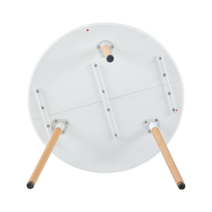 Table à Manger Ronde Scandinave en Bois de Hêtre Massif laqué - 80 x 70 cm - Blanche